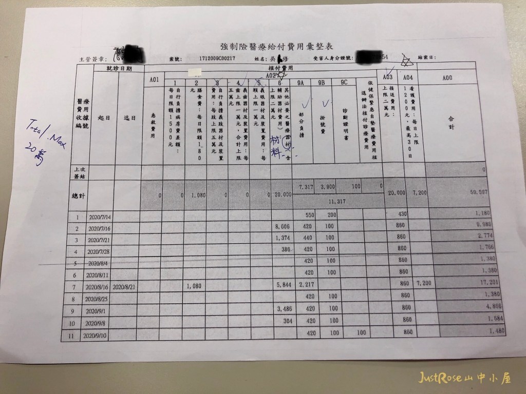 強制險醫療核付費用,總額度20萬